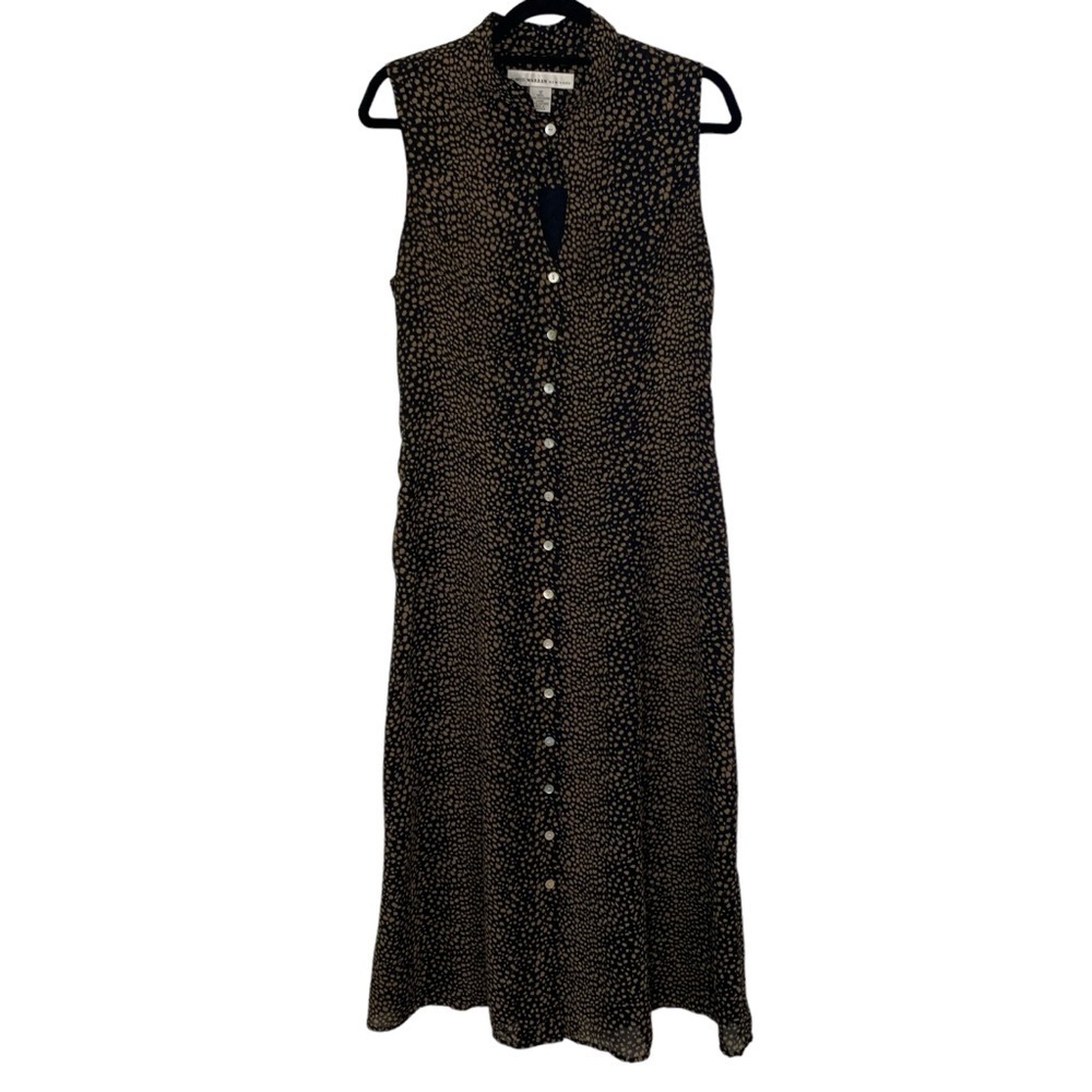 David Warren New York black and‎ brown leopard button down dress. Size 12